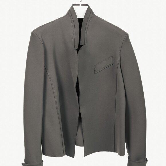 Marie Saint Pierre Grey Neoprene Open-Front Blazer - Picture 1 of 8